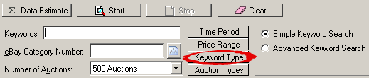 This is the Keyword Type button on the HammerTap research panel This is the Keyword Type button on the HammerTap research panel