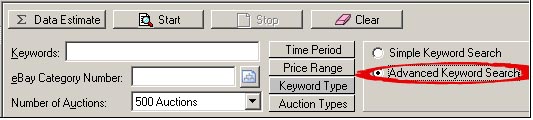 Click the Keyword Type button in the HammerTap research panel and select Advanced Keyword Search